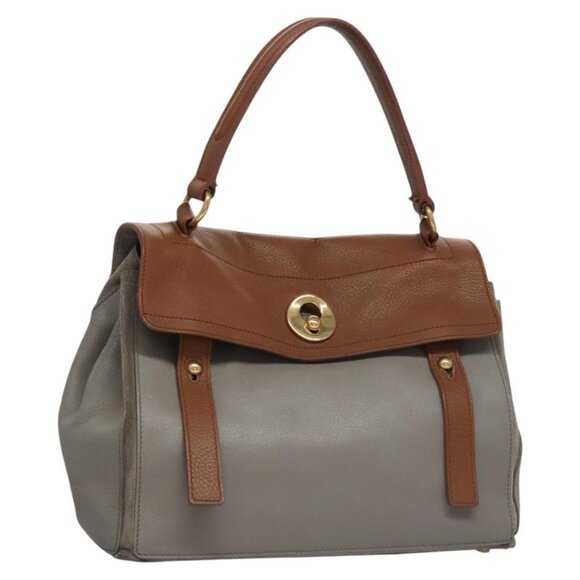 SAINT LAURENT Muse Hand Bag Leather Gray Brown - Picture 1 of 16